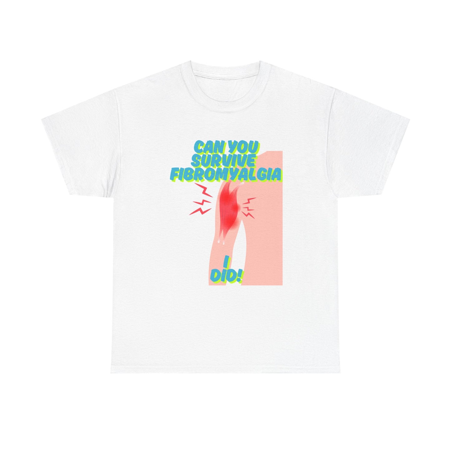 Fibromyalgia Awareness Unisex Heavy Cotton Tee - "Can You Survive Fibromyalgia? I Did!"