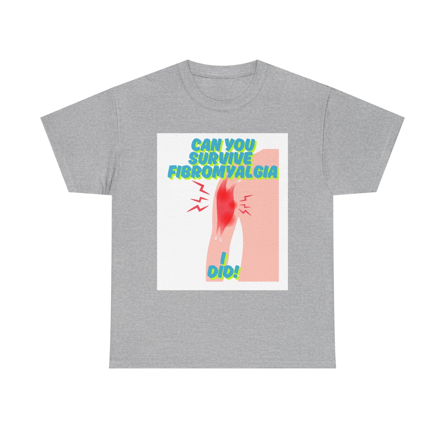Fibromyalgia Awareness Unisex Heavy Cotton Tee - "Can You Survive Fibromyalgia? I Did!"