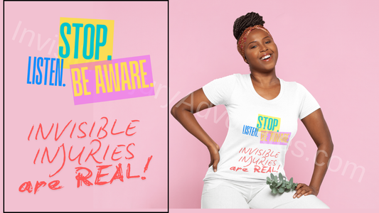 Stop Listen Be Aware Tee, Invisible Injuries Are Real Shirt, Unisex Cotton Tee No.13