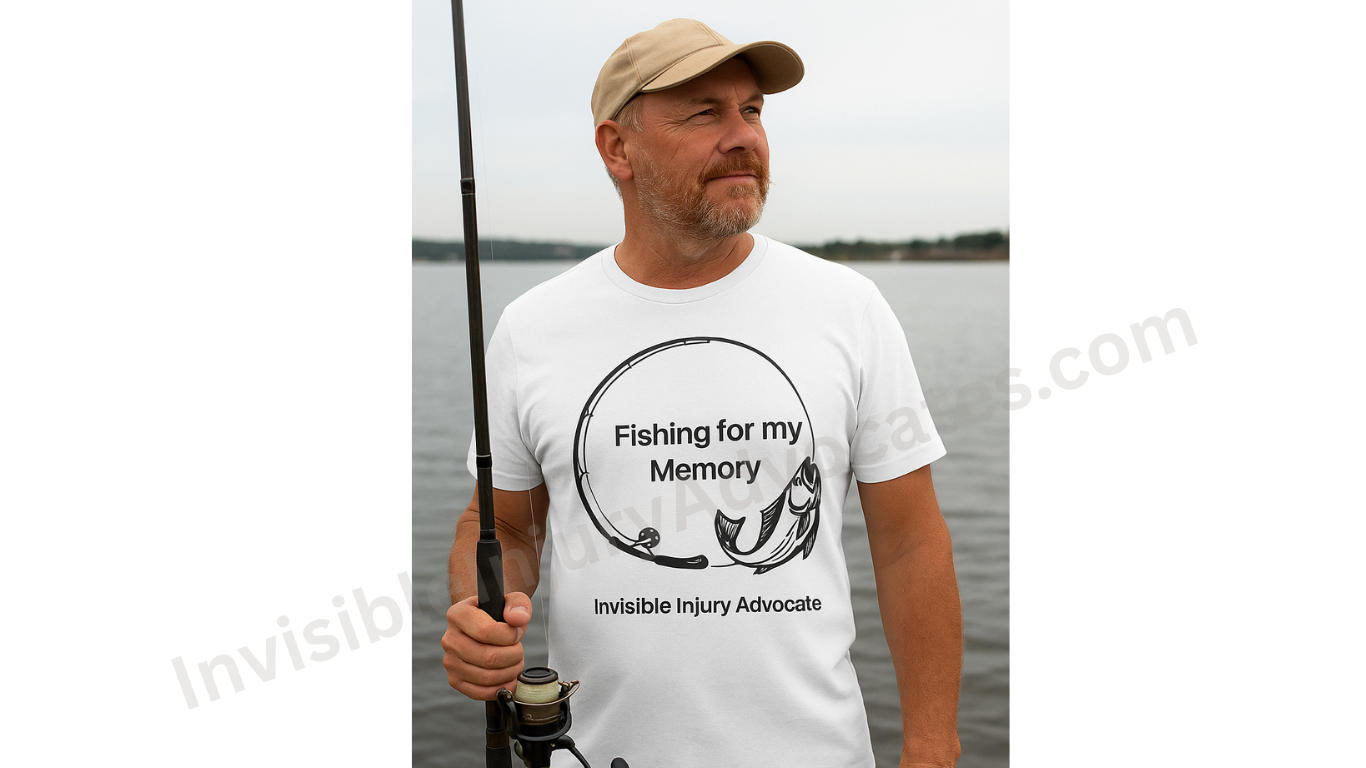 Fishing for My Memory Unisex Heavy Cotton Tee - Invisible Injury Advocate Shirt